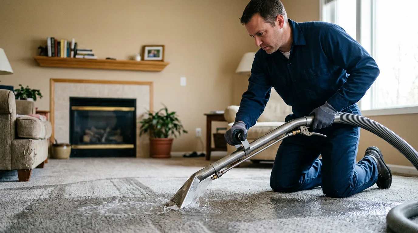 Water damage restoration technician working near New Canton, VA